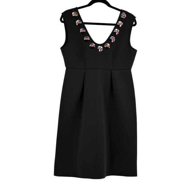 Max & Co Black Sleeveless Dress With Decorative Button Detail Size M - Picture 1 of 10